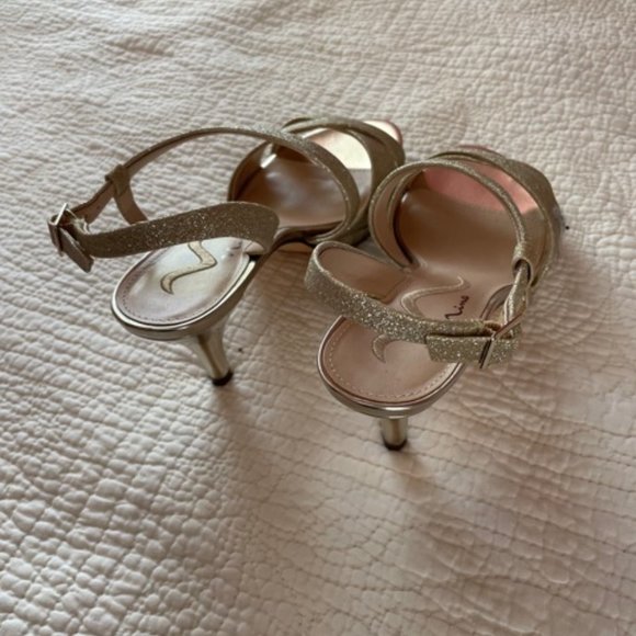 Nina Sparkly Gold Strappy Heels - Picture 4 of 4